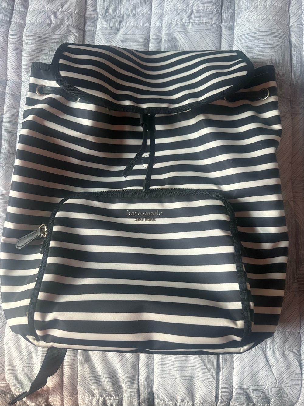 kate spade Black and White Striped Backpack